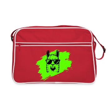 Llama or alpaca with sunglasses in neon style - Retro Bag - red/white - Front