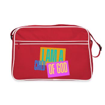 I Am a Child of God – Buntes Christliches Design - Retro Tasche - Rot/Weiß - Vorne