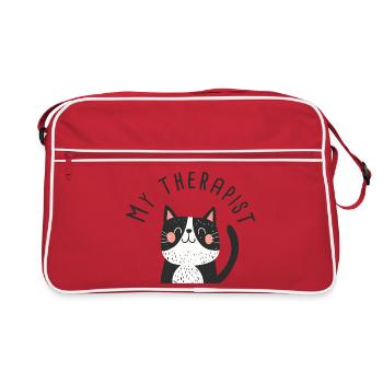 Mon thérapeute humour chat Drôles - Sac Retro - rouge/blanc - Devant