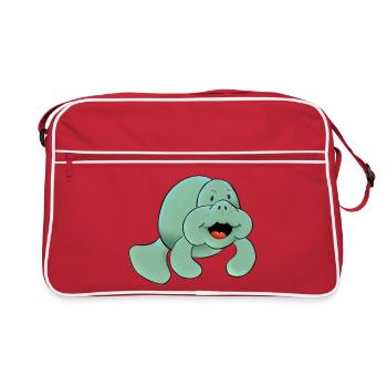 Pastel Manatee Cheerful Sea Friend - Retro Bag - red/white - Front
