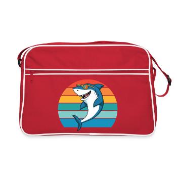 requin, créature marine, prédateur, requin, grand requin blanc - Sac Retro - rouge/blanc - Devant
