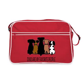 Vier Hundesilhouetten in Farbton - Retro Tasche - Rot/Weiß - Vorne
