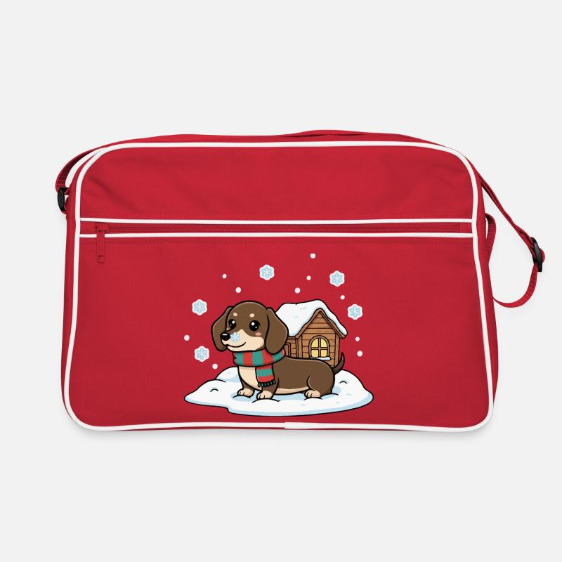 Dackel im Schnee Retro Tasche
