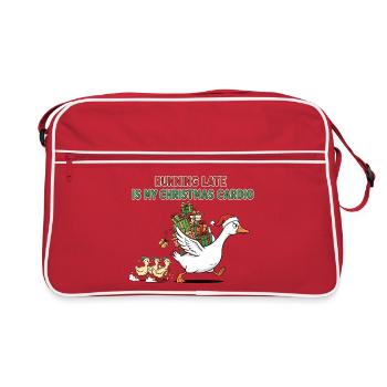 Running late is my Christmas Cardio - X-Mas Enten  - Retro Tasche - Rot/Weiß - Vorne