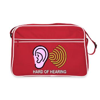 Symbole de malentendant avec ondes sonores - Sac Retro - rouge/blanc - Devant