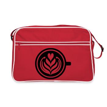 Coffee Love : Latte Art Heart Vector - Sac Retro - rouge/blanc - Devant