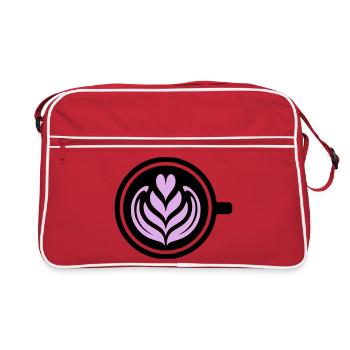 Coffee Love : Latte Art Heart Vector - Sac Retro - rouge/blanc - Devant