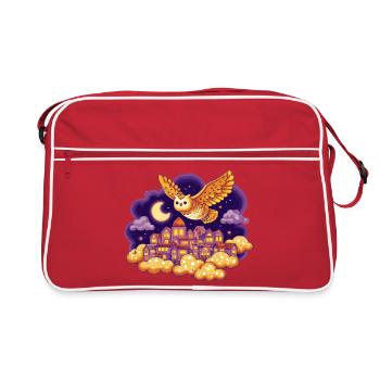 Nachtflug der Eulenstadt - Retro Bag - red/white - Front