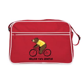 Yellow Cycling Bear, Best Dad - Retro Bag - red/white - Front