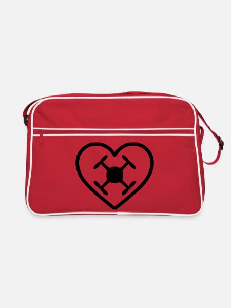 Herzdrohnen-Quadkopter - Retro Tasche - Rot/Weiß - Vorne