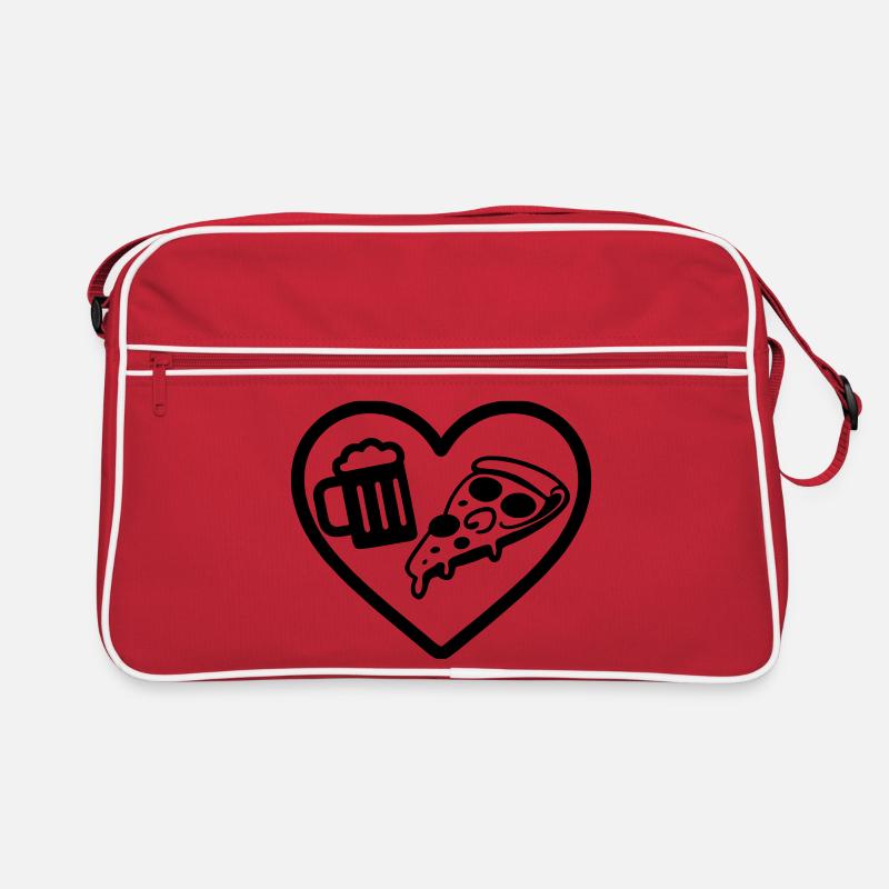 Heart Pizza Bier Retro Tasche