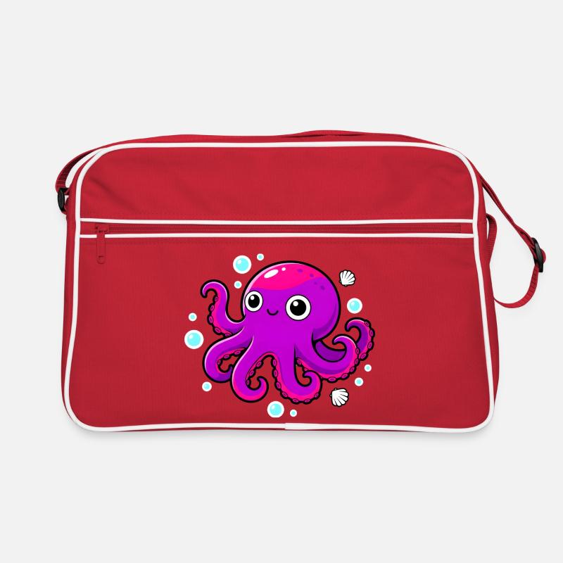 Cute Smiling Purple Octopus Retro Bag