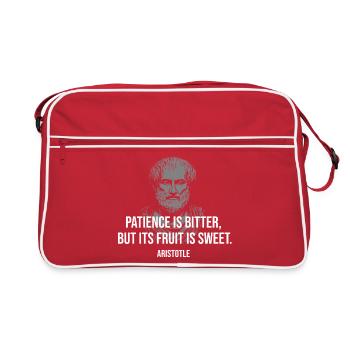 Aristoteles Geduld Zitatporträt - Retro Tasche - Rot/Weiß - Vorne