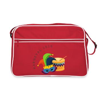 Carnaval 2026 – Masque et Tambour Coloré - Sac Retro - rouge/blanc - Devant