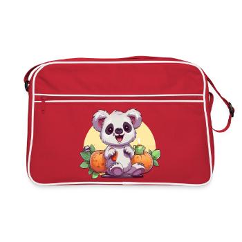 Cuddly Panda Autumn Pumpkins - Retro Bag - red/white - Front