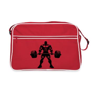 Silhouette musculation Haltérophilie - Sac Retro - rouge/blanc - Devant