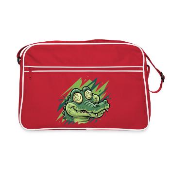 Crocodile Groove Cartoon Print - Retro Bag - red/white - Front