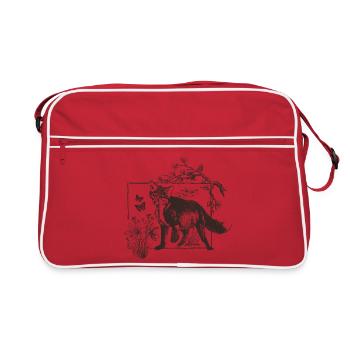 Renard des forêts dans un cadre floral - Sac Retro - rouge/blanc - Devant
