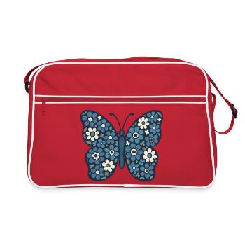 Fleurs Bleues Papillon Floral - Sac Retro - rouge/blanc - Devant