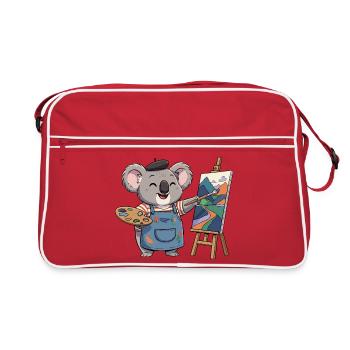 Koala Maler: Bunte Berglandschaft - Retro Tasche - Rot/Weiß - Vorne