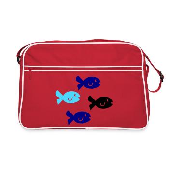 Silhouette des Poissons - Sac Retro - rouge/blanc - Devant
