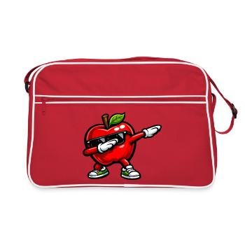 Dabbing Roter Apfel - Retro Tasche - Rot/Weiß - Vorne