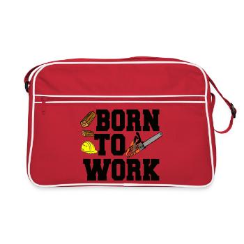 Chainsaw - Born to Work – Construction Site Motif - Retro Bag - red/white - Front