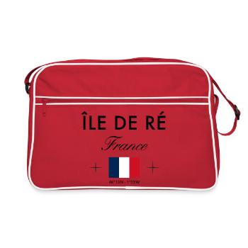 Ile de Re Frankreich Koordinaten Reise Souvenir - Retro Tasche - Rot/Weiß - Vorne