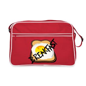 Toast mit Spiegelei Grafik - Retro Tasche - Rot/Weiß - Vorne