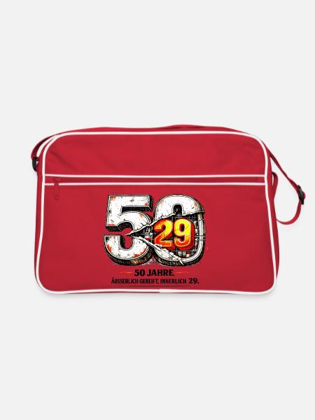 50 Jahre – äußerlich gereift, innerlich 29. - Retro Tasche - Rot/Weiß