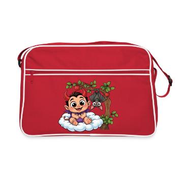 Teufelchen auf Wolke - Retro Tasche - Rot/Weiß - Vorne