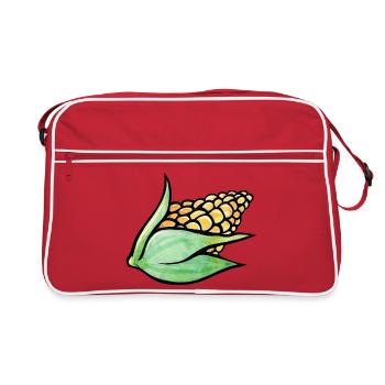 Aquarell-Maisblatt-Motiv - Retro Tasche - Rot/Weiß - Vorne