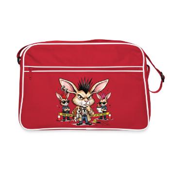 Bunny Punk Ermittler Trio - Retro Tasche - Rot/Weiß - Vorne