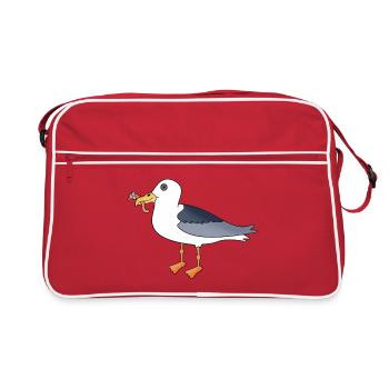 Mouette avec un ver dans le bec - Sac Retro - rouge/blanc - Devant