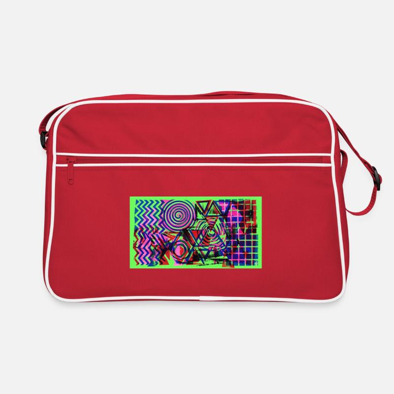 Géométrie néon Chaos - Sac Retro - rouge/blanc