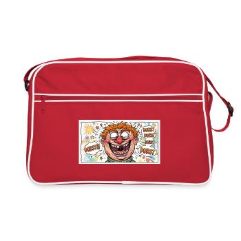 Durst-Karikatur Comicgesicht - Retro Tasche - Rot/Weiß - Vorne