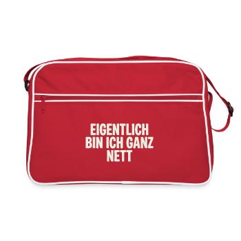 Eigentlich bin ich ganz nett - Retro Tasche - Rot/Weiß - Vorne