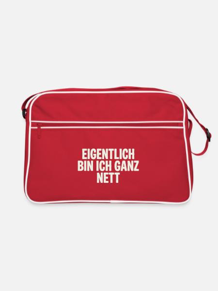 Eigentlich bin ich ganz nett - Retro Tasche - Rot/Weiß