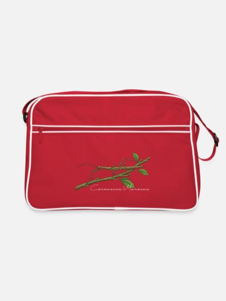 Indische Stabschrecke Carausius morosus - Retro Tasche - Rot/Weiß