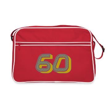 60. 60 YEARS. 60th ANNIVERSARY. 60TH BIRTHDAY. - Retro Bag - red/white - Front