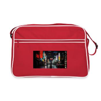 Nachtleben Tokios Neon-Straße - Retro Tasche - Rot/Weiß - Vorne
