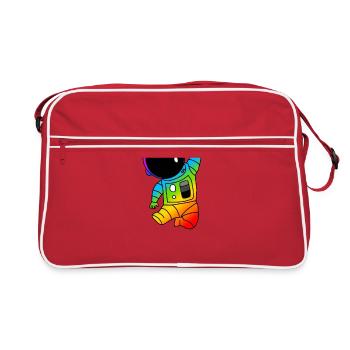 Little astronaut with rainbow spacesuit - Retro Bag - red/white - Front