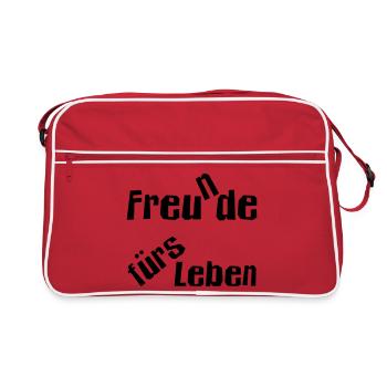 Freu(n)de fürs Leben - Retro Tasche - Rot/Weiß - Vorne