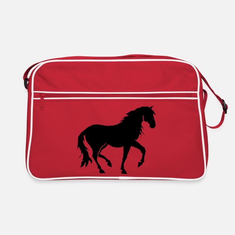 Pferd PRE Pura Raza Espangnola, Andalusier Reiten - Retro Tasche - Rot/Weiß