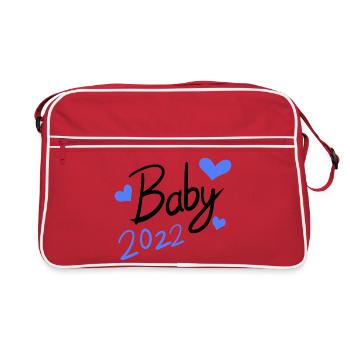 Baby 2022 - Neugeborenes 2022 - Retro Tasche - Rot/Weiß - Vorne