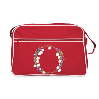 Couronne de muguet, lilas & forget-me-not - Sac Retro - rouge/blanc - Devant