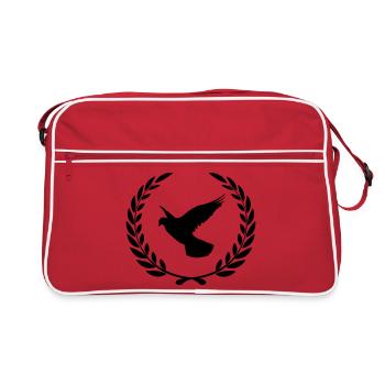 Carrier pigeon in laurel wreath - Retro Bag - red/white - Front