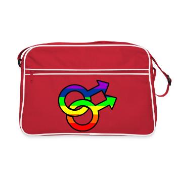 Logo gay de genre avec arc-en-ciel - Sac Retro - rouge/blanc - Devant