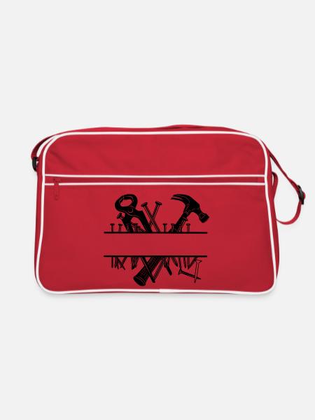 Carpenter Logo Nägel - Retro Tasche - Rot/Weiß - Vorne