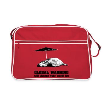 Globale Erwärmung / Klimawandel / Global Warming - Retro Tasche - Rot/Weiß - Vorne